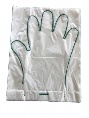 Equipment for the production of 5 fingers disposable webbed GLOVES on packets